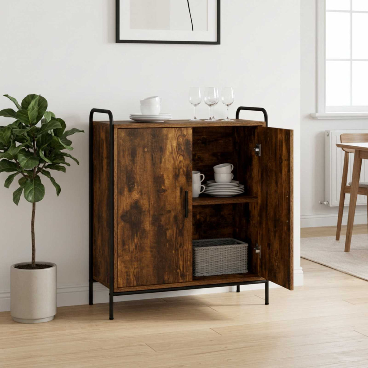 vidaXL Sideboard Smoked Oak 73 x 33 x 81 cm Engineered Wood