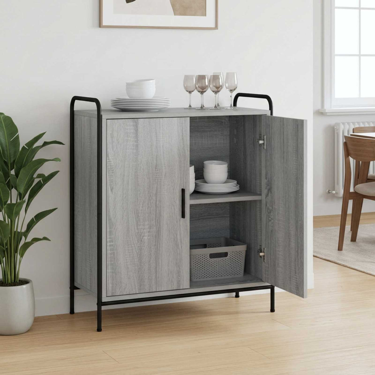 vidaXL Sideboard Grey Sonoma 73 x 33 x 81 cm Engineered Wood
