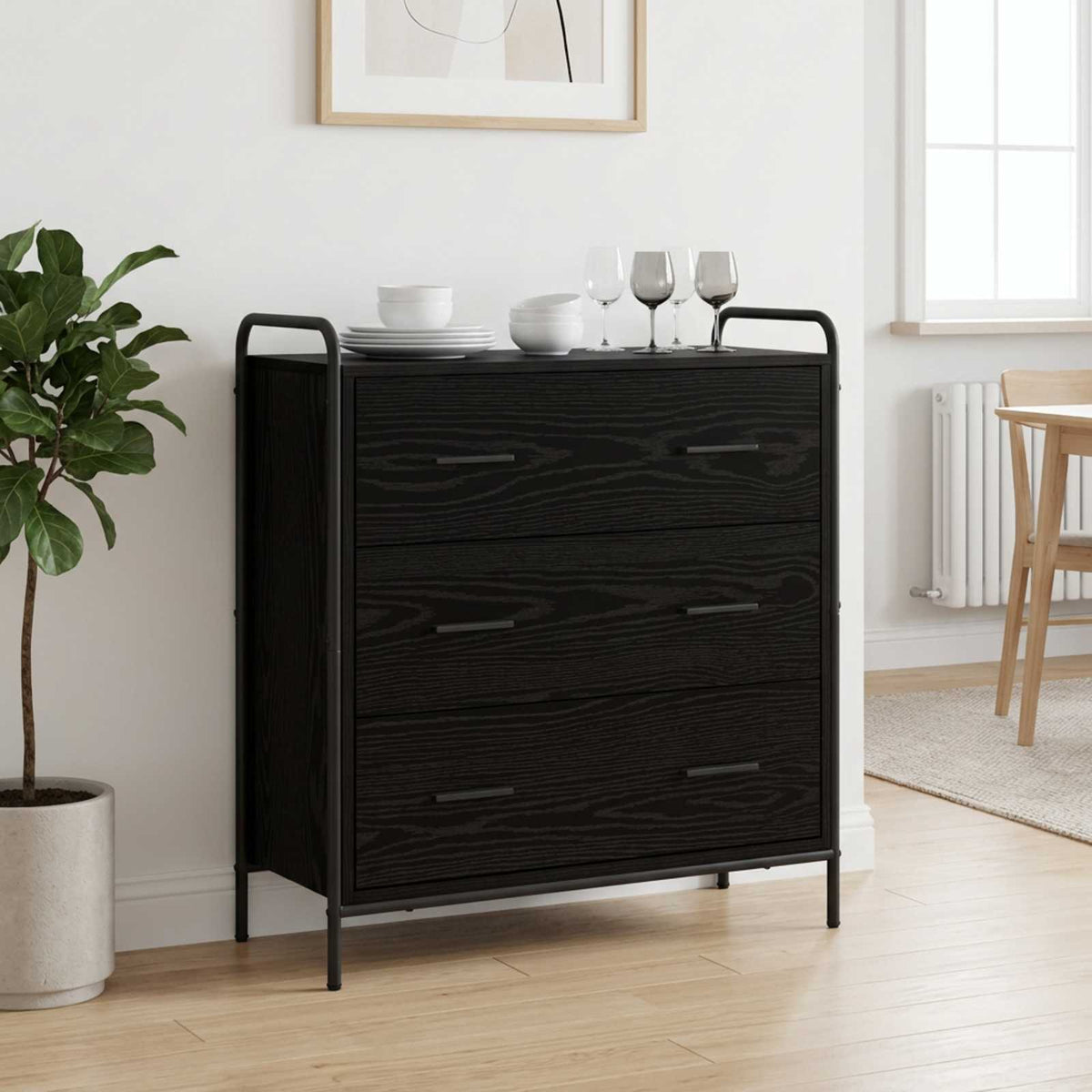 vidaXL Sideboard Black Oak 73 x 33 x 81 cm Engineered Wood