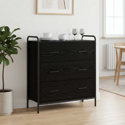 vidaXL Sideboard Black Oak 73 x 33 x 81 cm Engineered Wood
