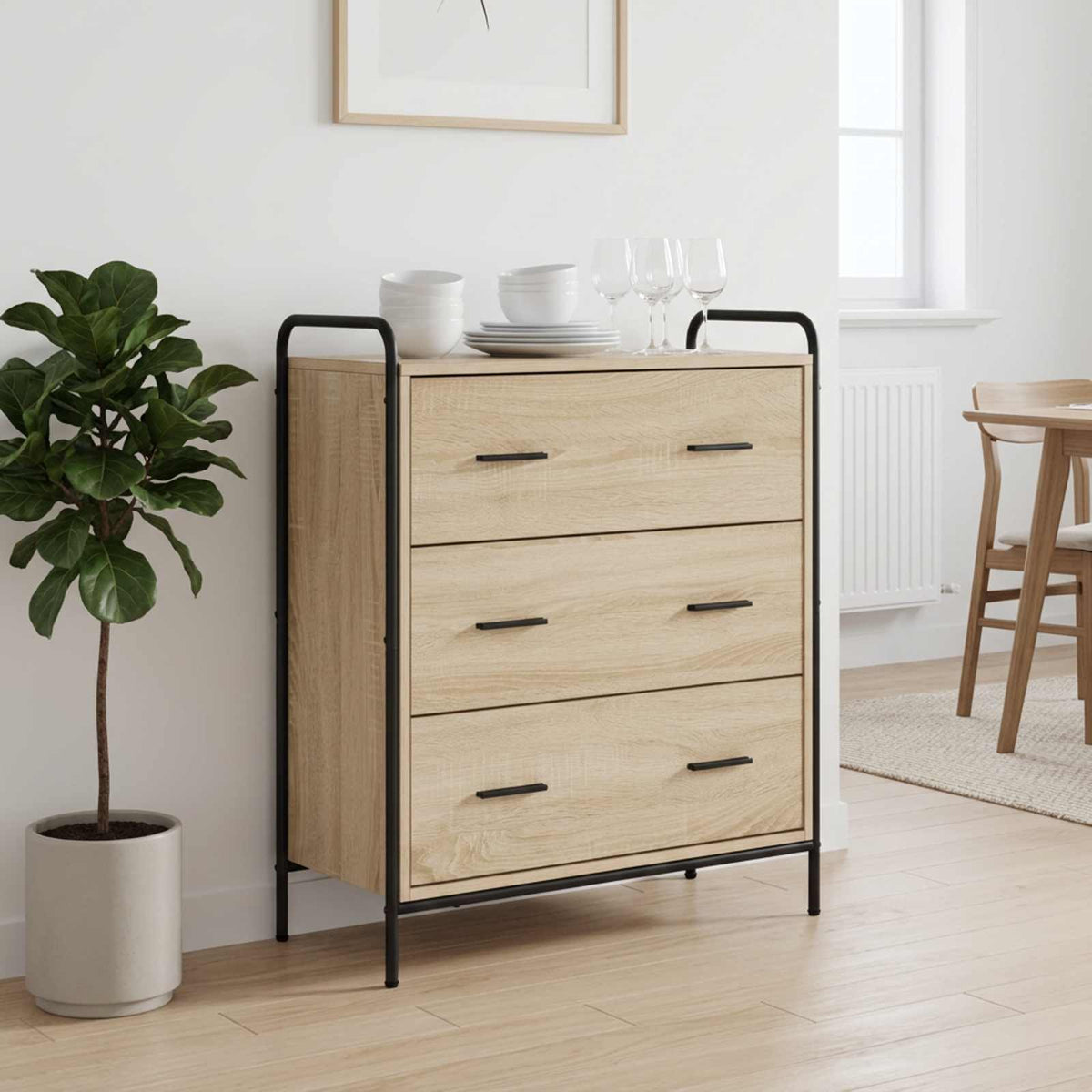 vidaXL Sideboard Sonoma Oak 73 x 33 x 81 cm Engineered Wood