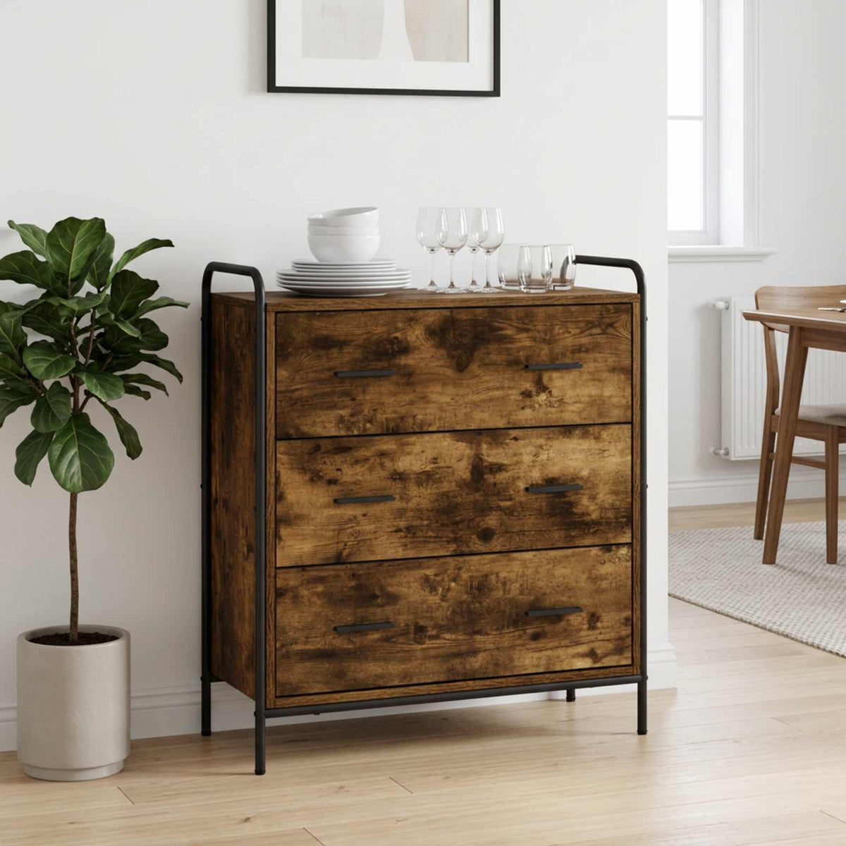 vidaXL Sideboard Smoked Oak 73 x 33 x 81 cm Engineered Wood