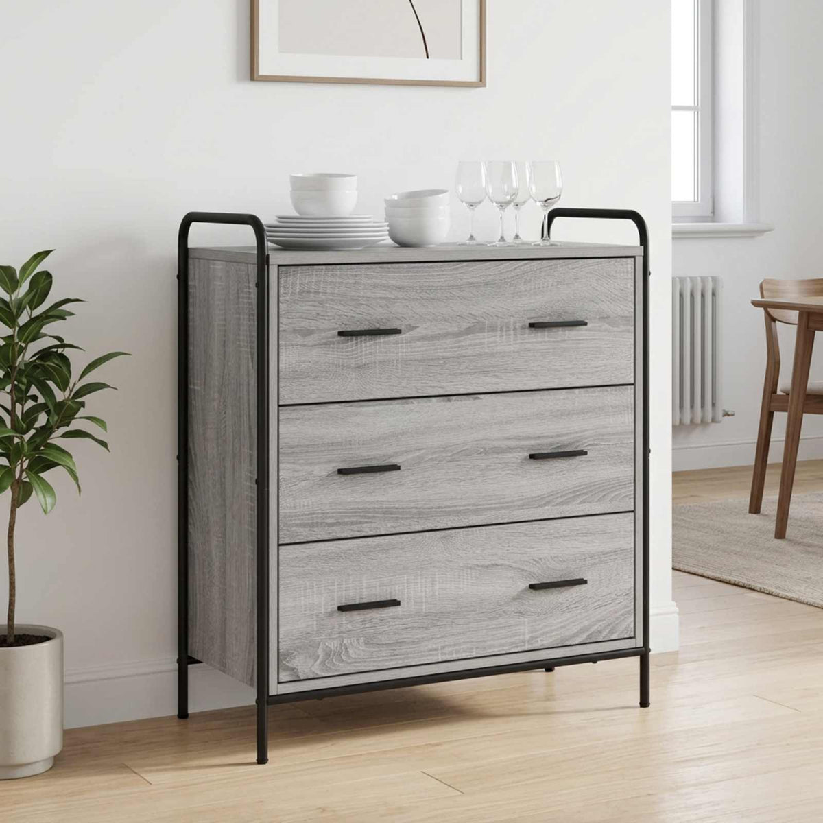 vidaXL Sideboard Grey Sonoma 73 x 33 x 81 cm Engineered Wood