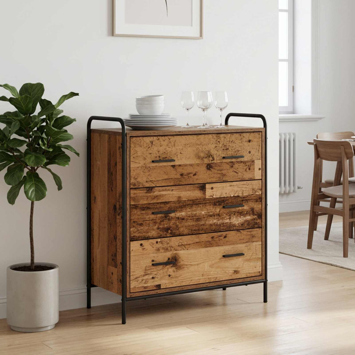 vidaXL Sideboard Old Wood 73 x 33 x 81 cm Engineered Wood