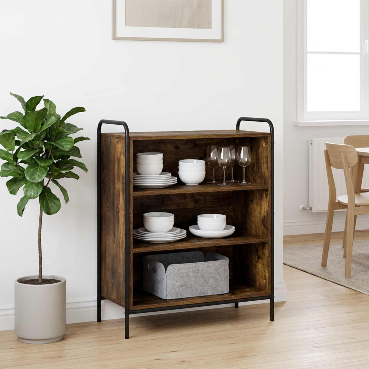 vidaXL Sideboard Smoked Oak 73 x 33 x 81 cm Engineered Wood