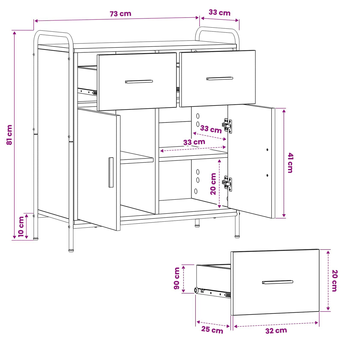 vidaXL Sideboard Old Wood 73 x 33 x 81 cm Engineered Wood