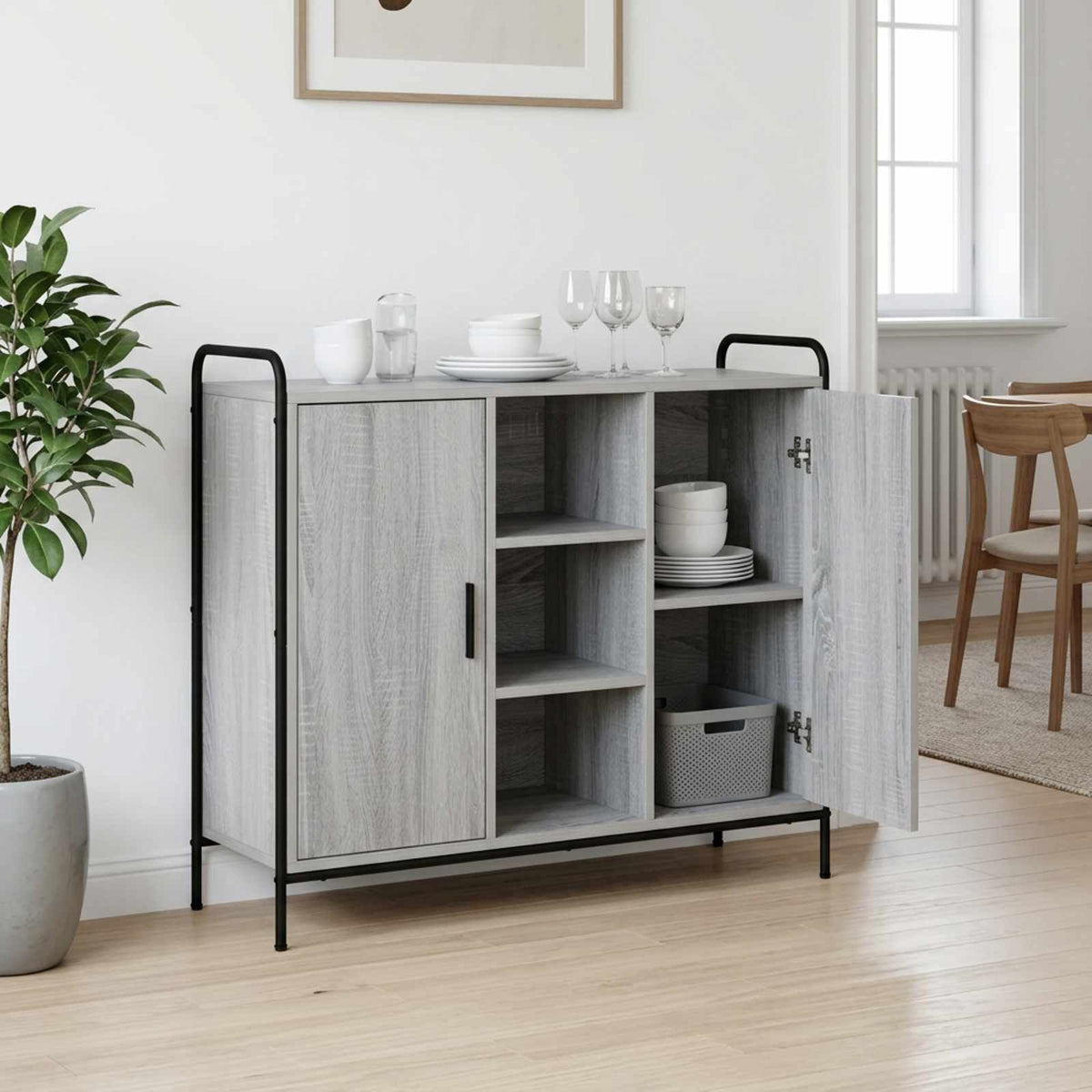 vidaXL Sideboard Grey Sonoma 98.5 x 33 x 81 cm Engineered Wood