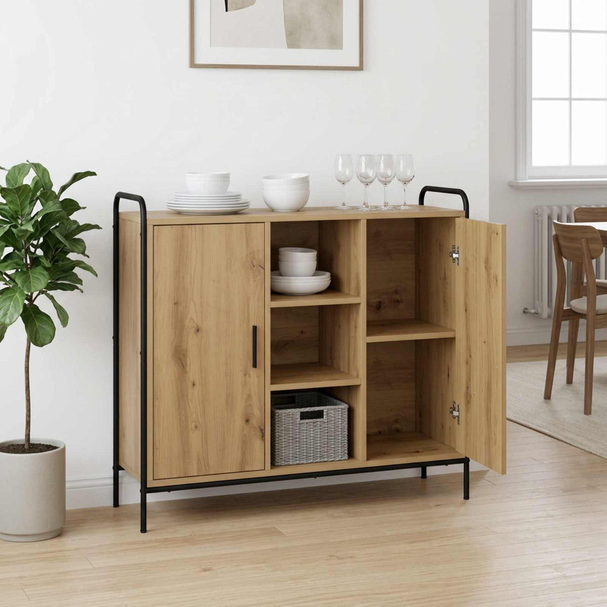 vidaXL Sideboard Artisan Oak 98.5 x 33 x 81 cm Engineered Wood