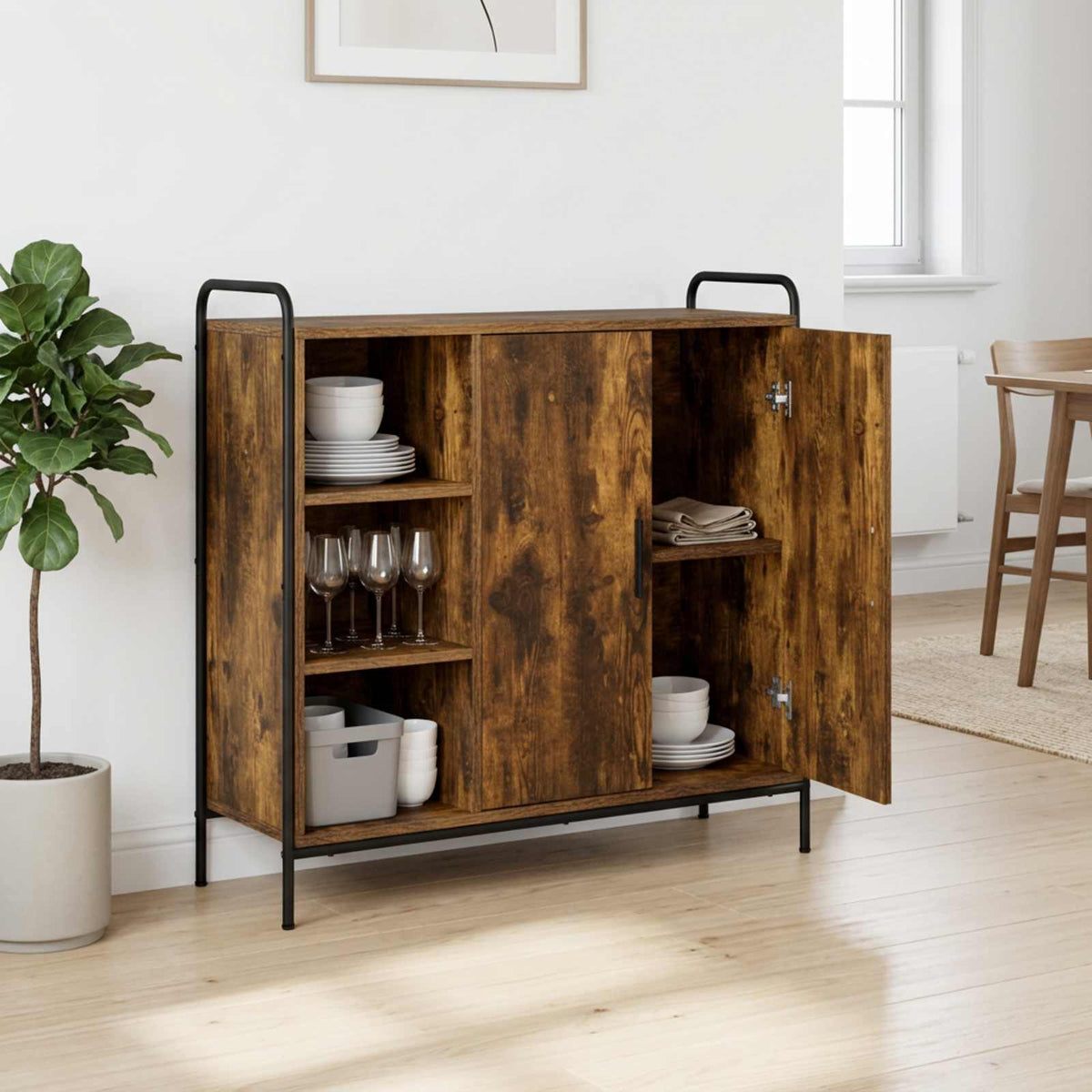 vidaXL Sideboard Smoked Oak 98.5 x 33 x 81 cm Engineered Wood