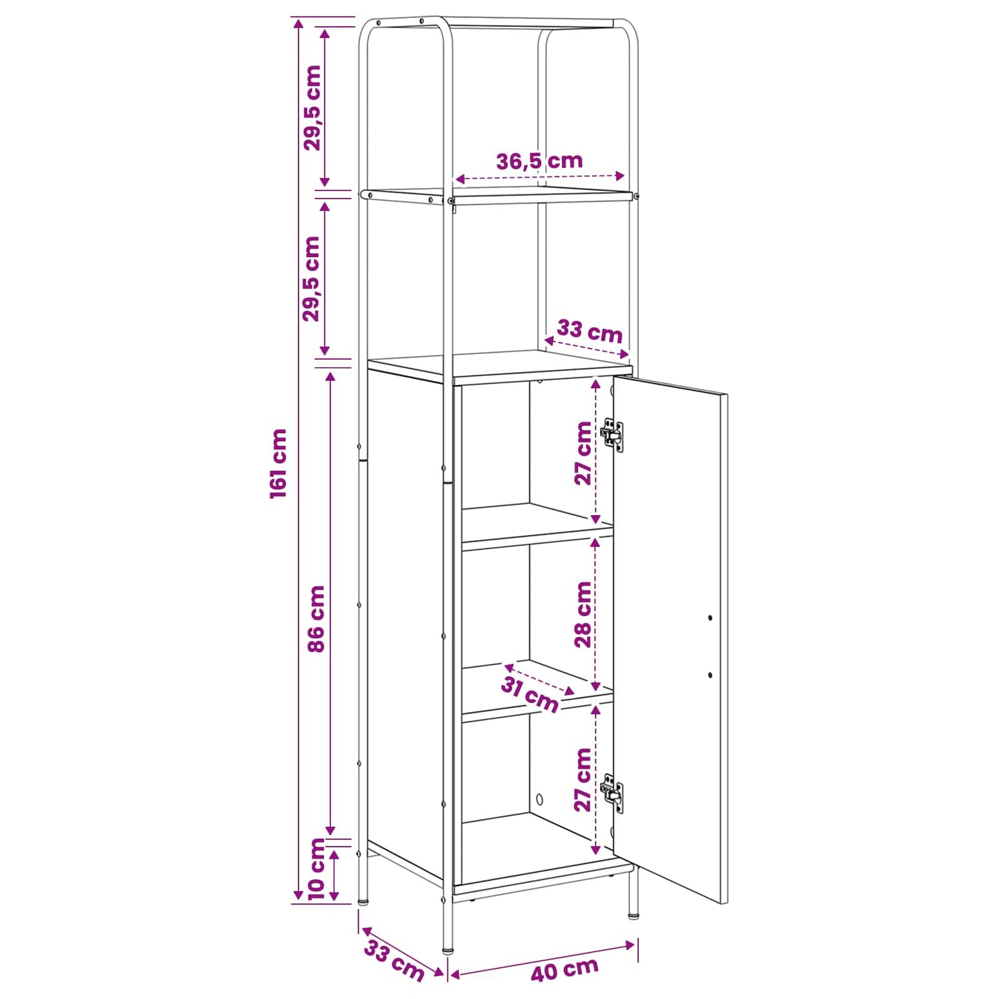 vidaXL Highboard Black Oak 40 x 33 x 161 cm Engineered Wood