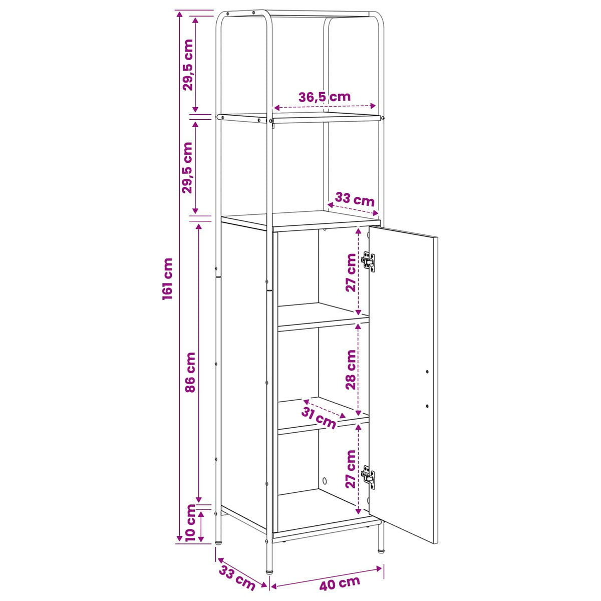 vidaXL Highboard Old Wood 40 x 33 x 161 cm Engineered Wood