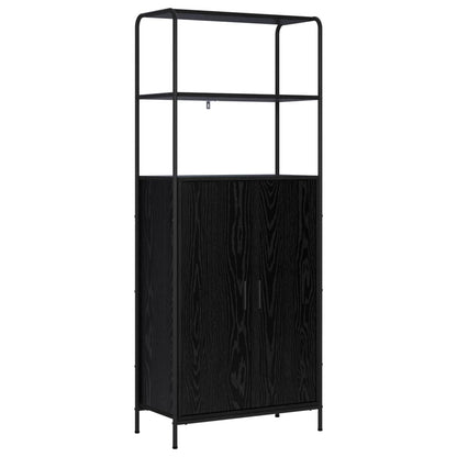 vidaXL Highboard Black Oak 65 x 33 x 161 cm Engineered Wood