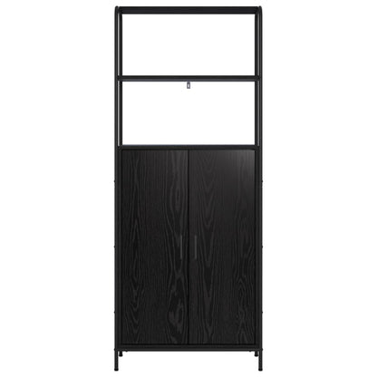 vidaXL Highboard Black Oak 65 x 33 x 161 cm Engineered Wood