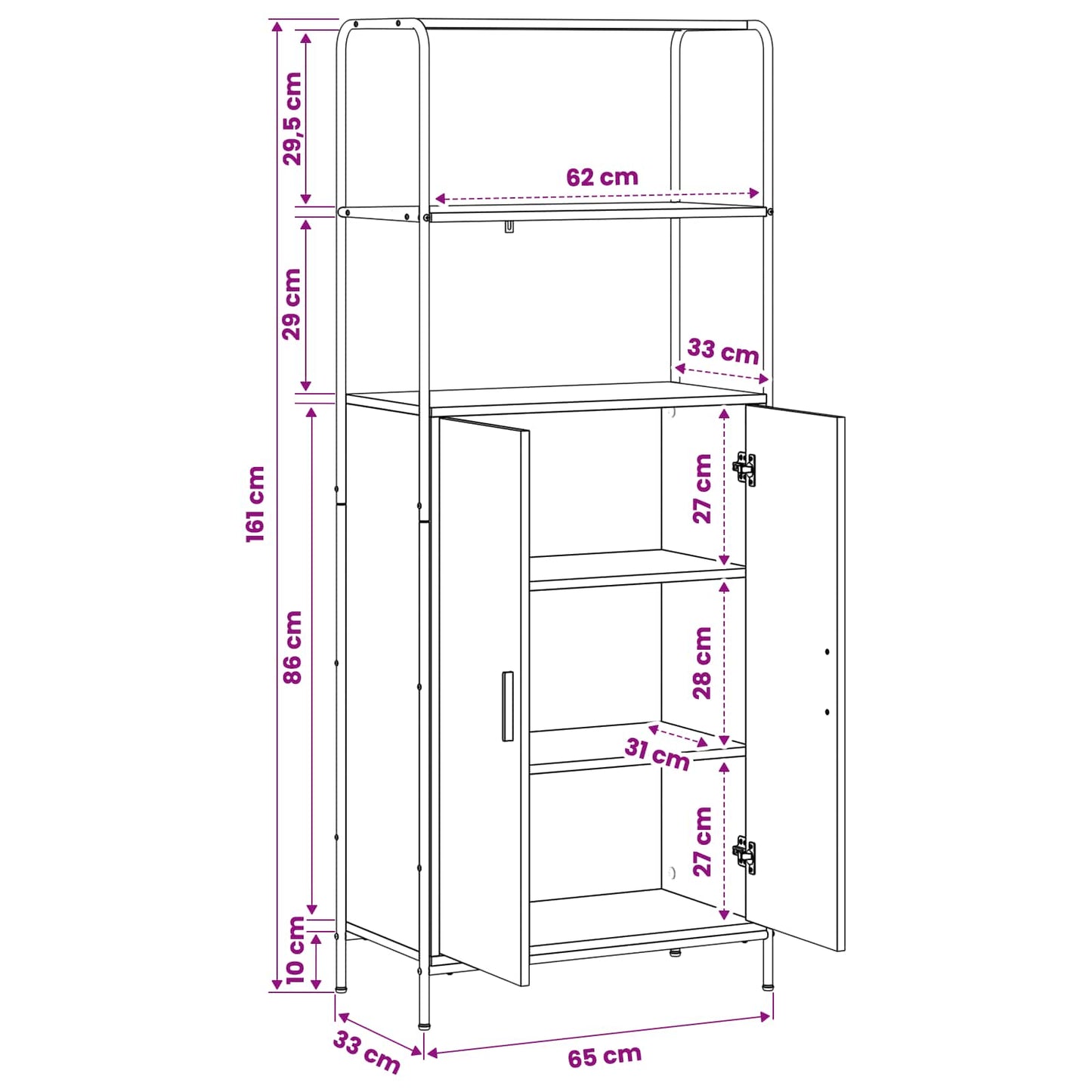 vidaXL Highboard Sonoma Oak 65 x 33 x 161 cm Engineered Wood