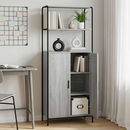 vidaXL Highboard Grey Sonoma 65 x 33 x 161 cm Engineered Wood