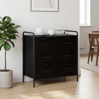 vidaXL Drawer Cabinet Black Oak 70 x 39.5 x 71 cm Engineered Wood