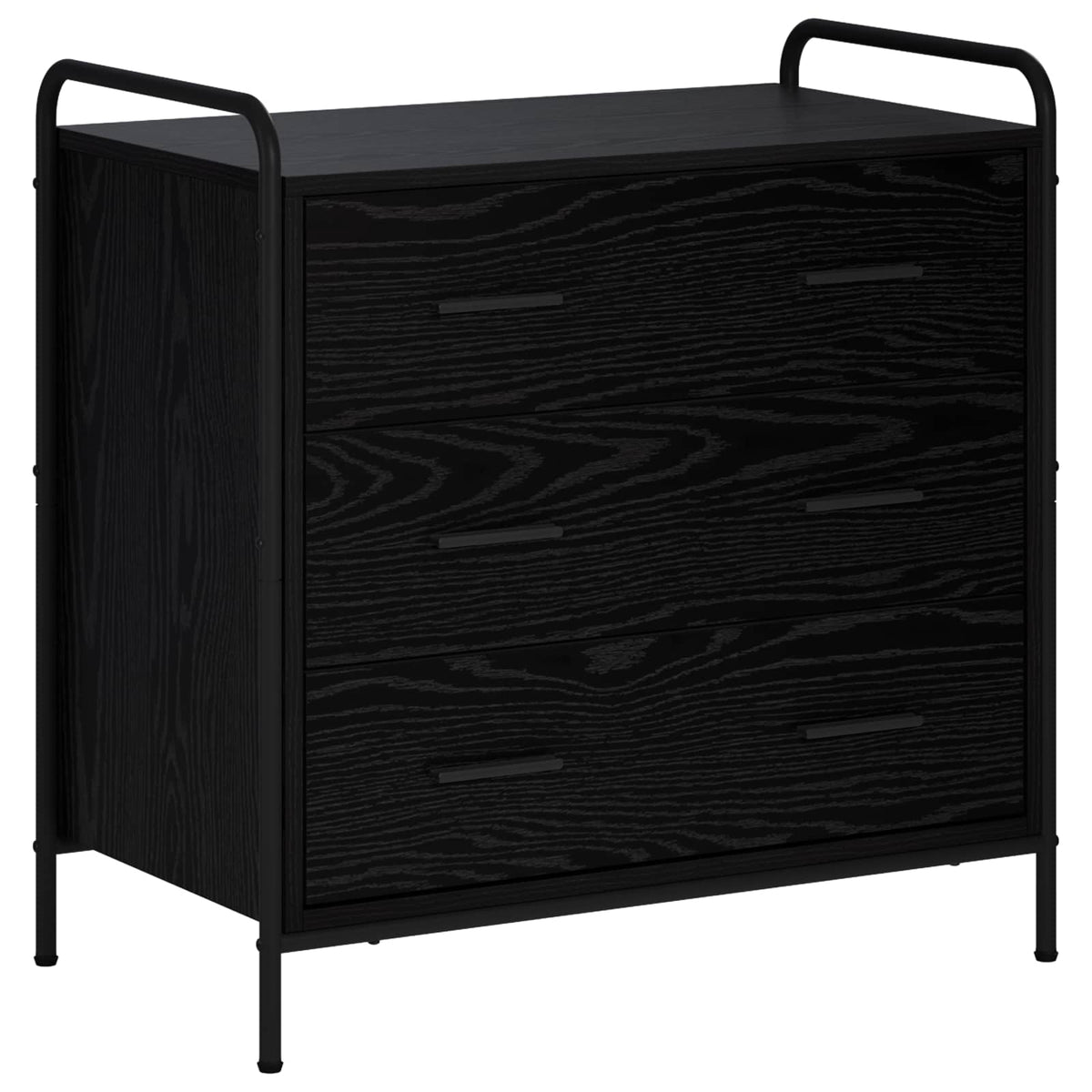 vidaXL Drawer Cabinet Black Oak 70 x 39.5 x 71 cm Engineered Wood