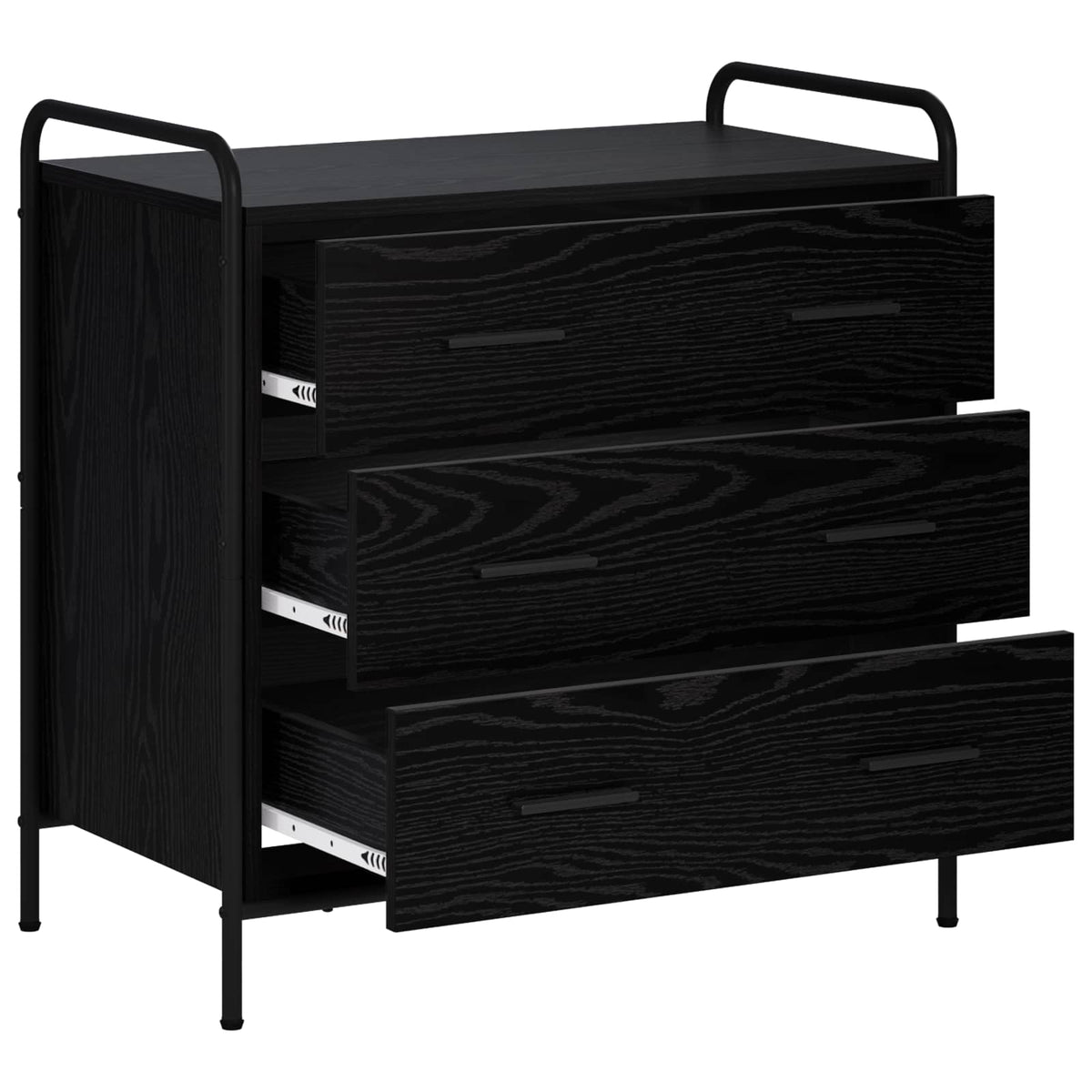 vidaXL Drawer Cabinet Black Oak 70 x 39.5 x 71 cm Engineered Wood