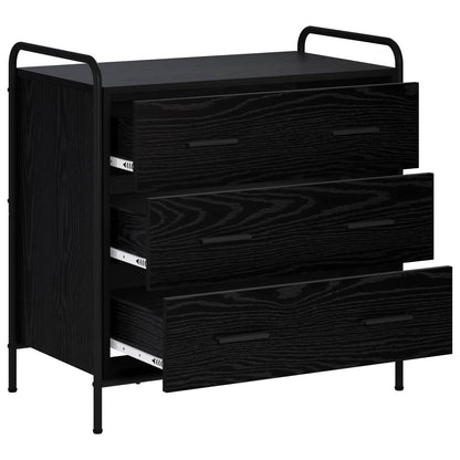 vidaXL Drawer Cabinet Black Oak 70 x 39.5 x 71 cm Engineered Wood