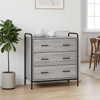 vidaXL Drawer Cabinet Grey Sonoma 70 x 39.5 x 71 cm Engineered Wood