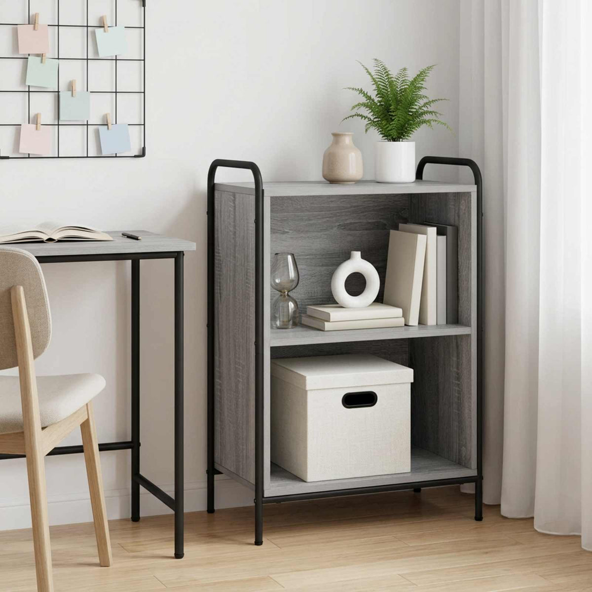 vidaXL Book Cabinet 55.5 x 33 x 80 cm Engineered Wood Grey Sonoma