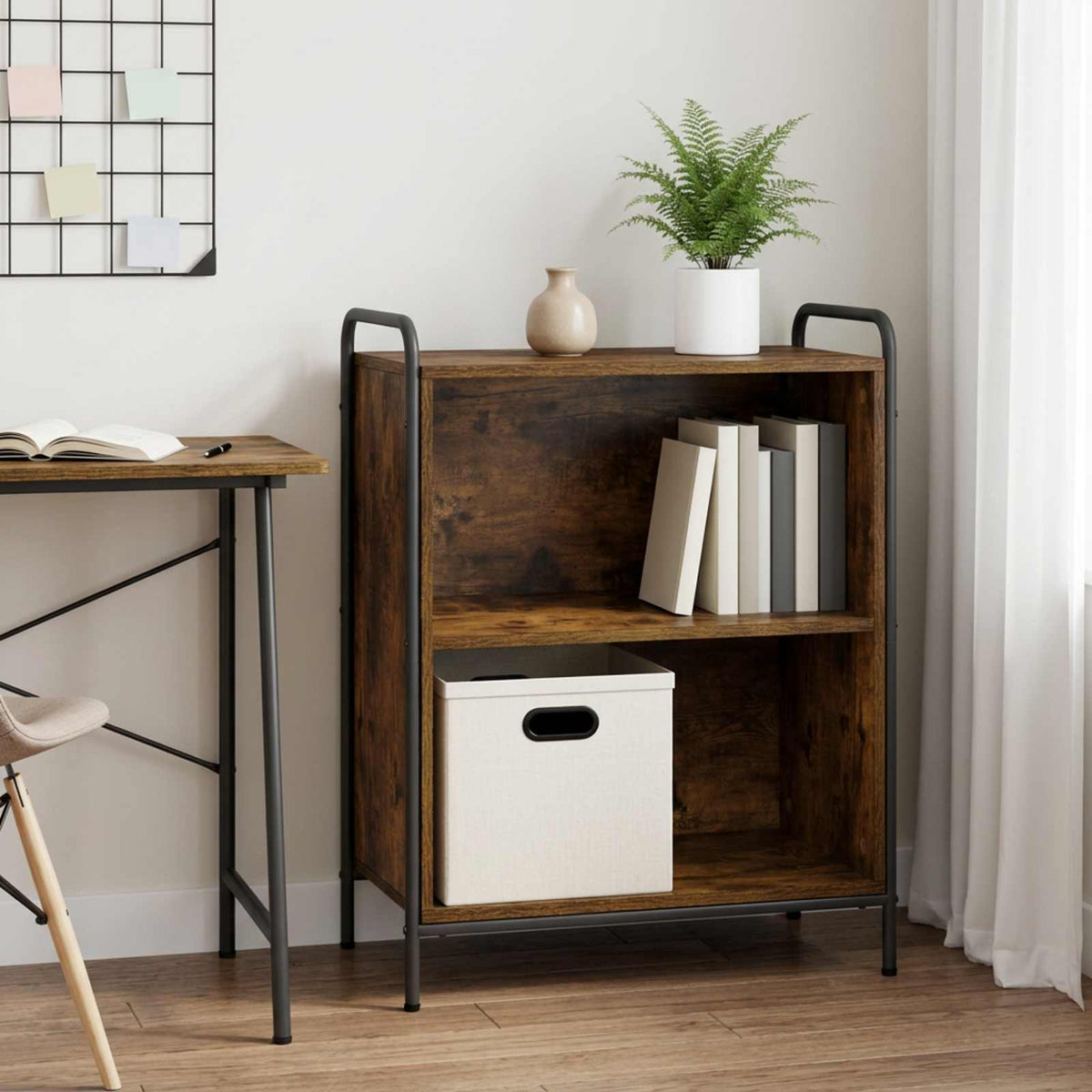 vidaXL Book Cabinet 80 x 33 x 80 cm Engineered Wood Smoked Oak