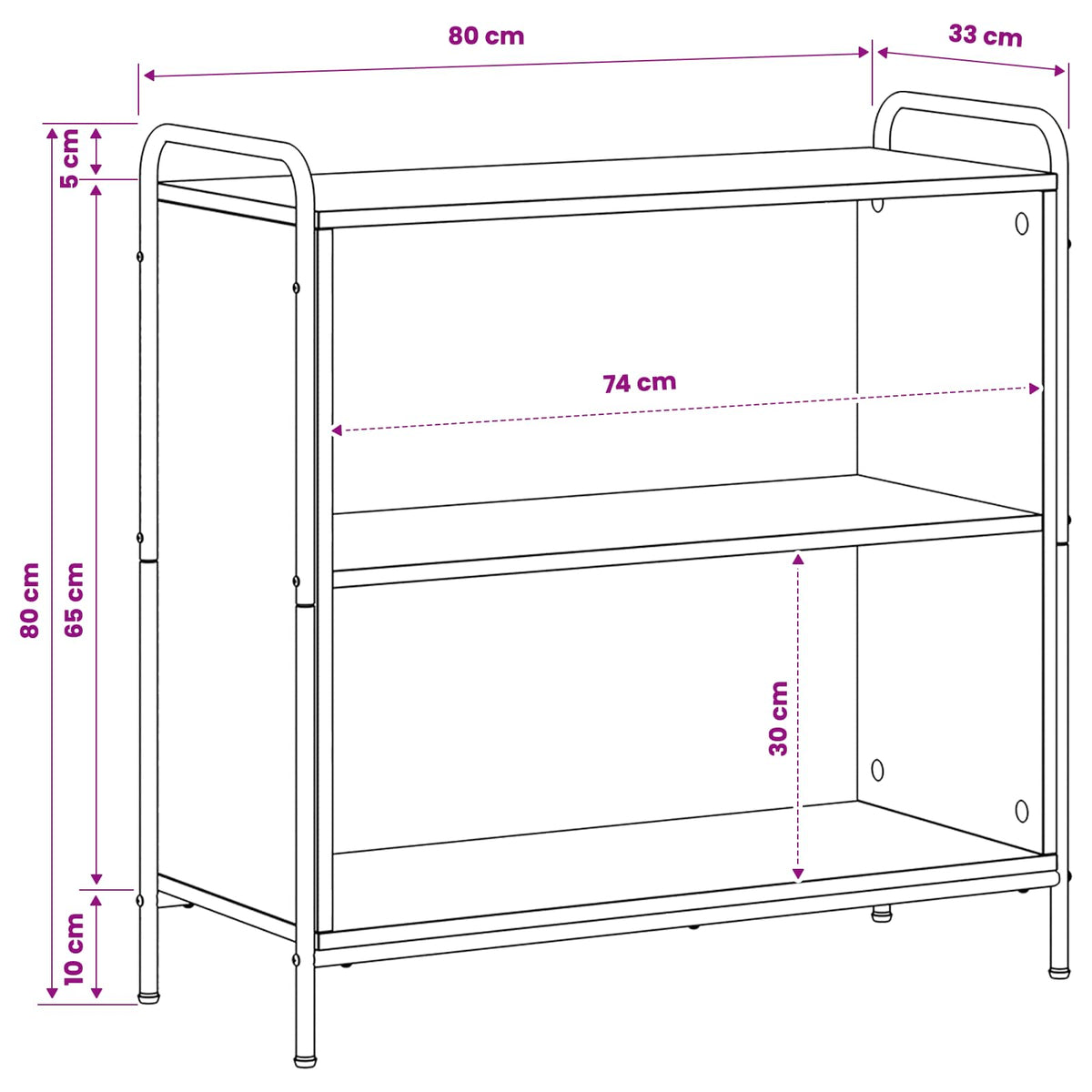 vidaXL Book Cabinet 80 x 33 x 80 cm Engineered Wood Smoked Oak