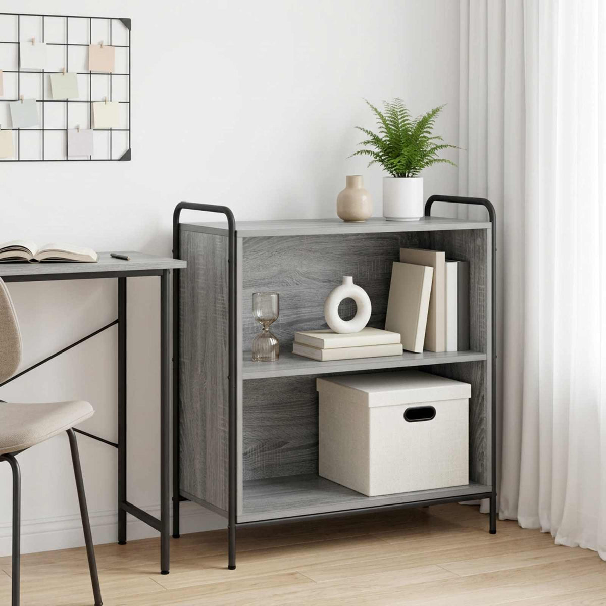vidaXL Book Cabinet 80 x 33 x 80 cm Engineered Wood Grey Sonoma