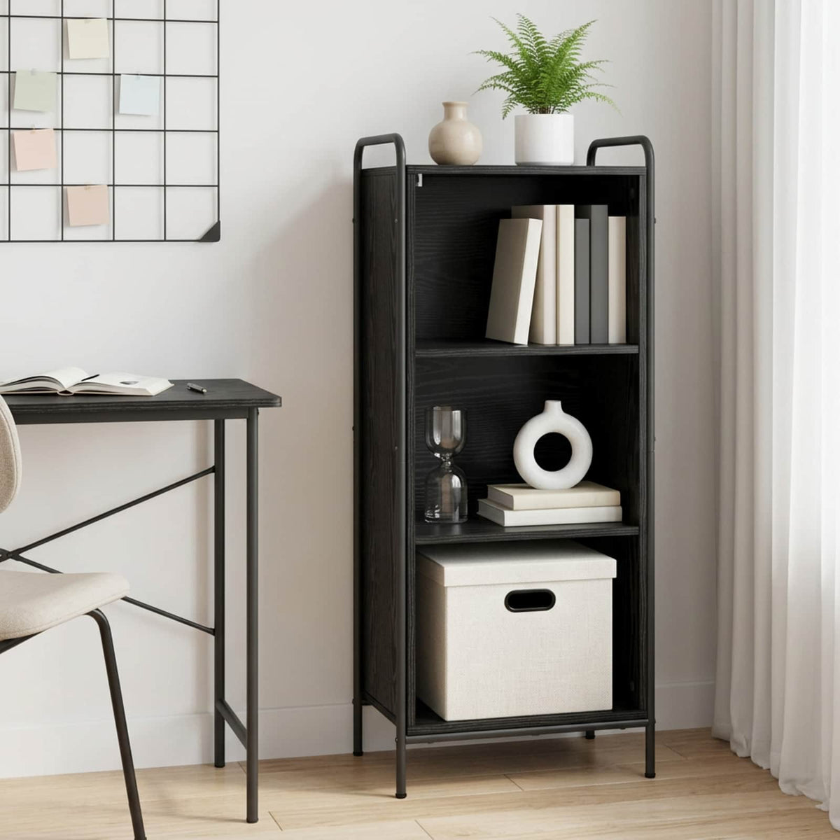 vidaXL Book Cabinet 43 x 33 x 111 cm Engineered Wood Black Oak