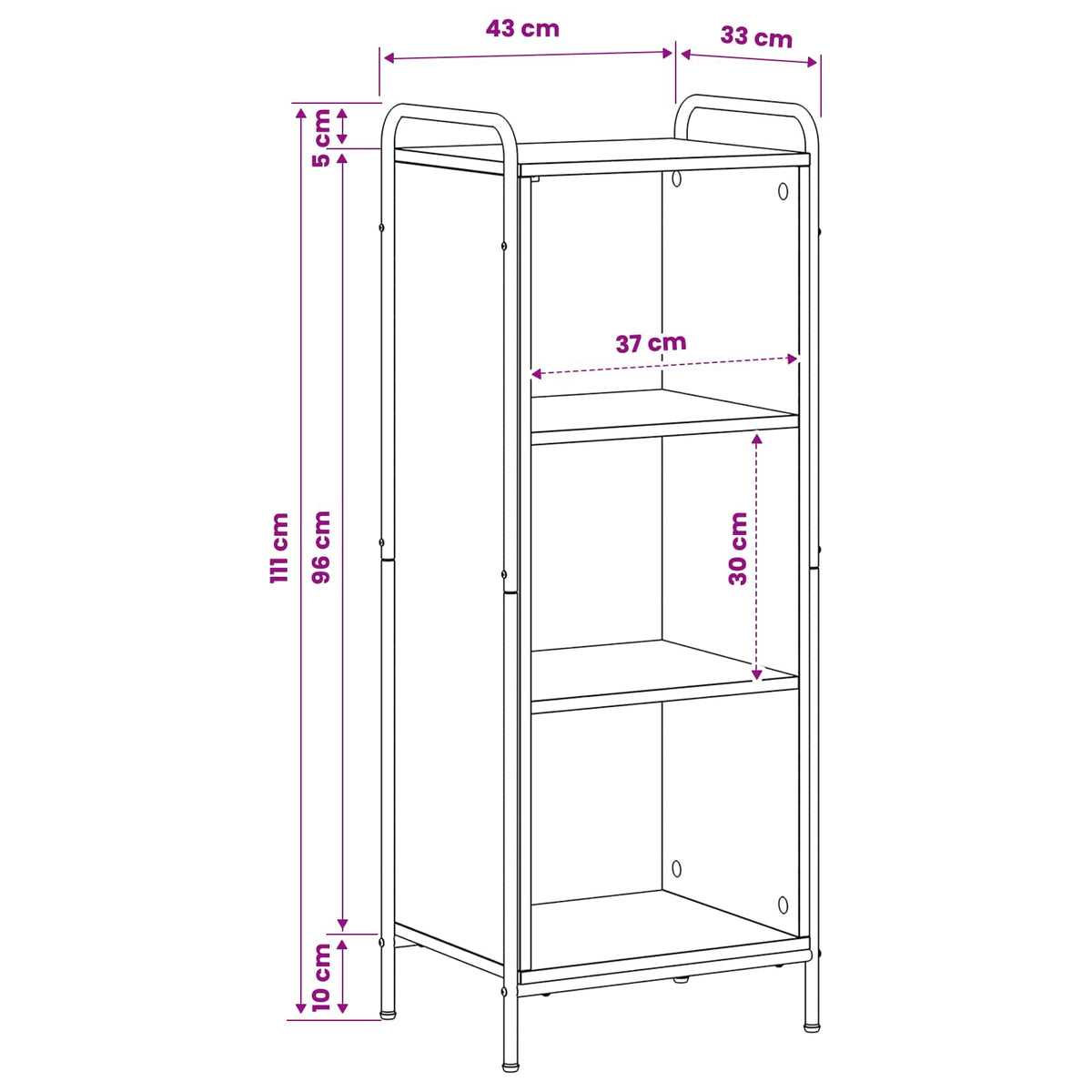 vidaXL Book Cabinet 43 x 33 x 111 cm Engineered Wood Grey Sonoma