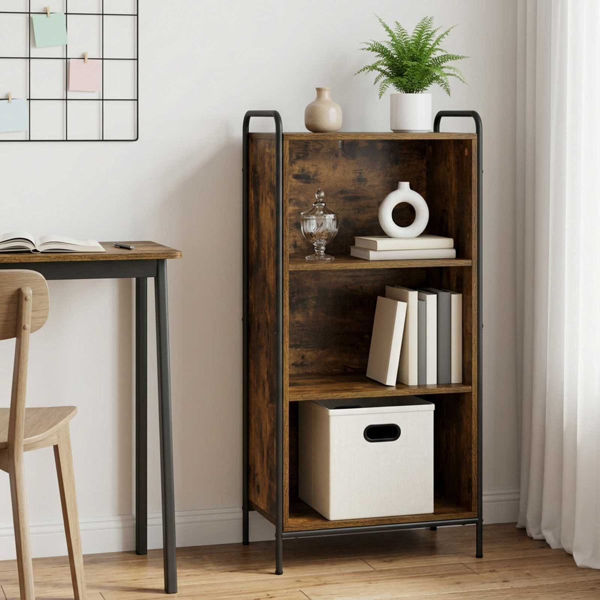 vidaXL Book Cabinet 55.5 x 33 x 111 cm Engineered Wood Smoked Oak