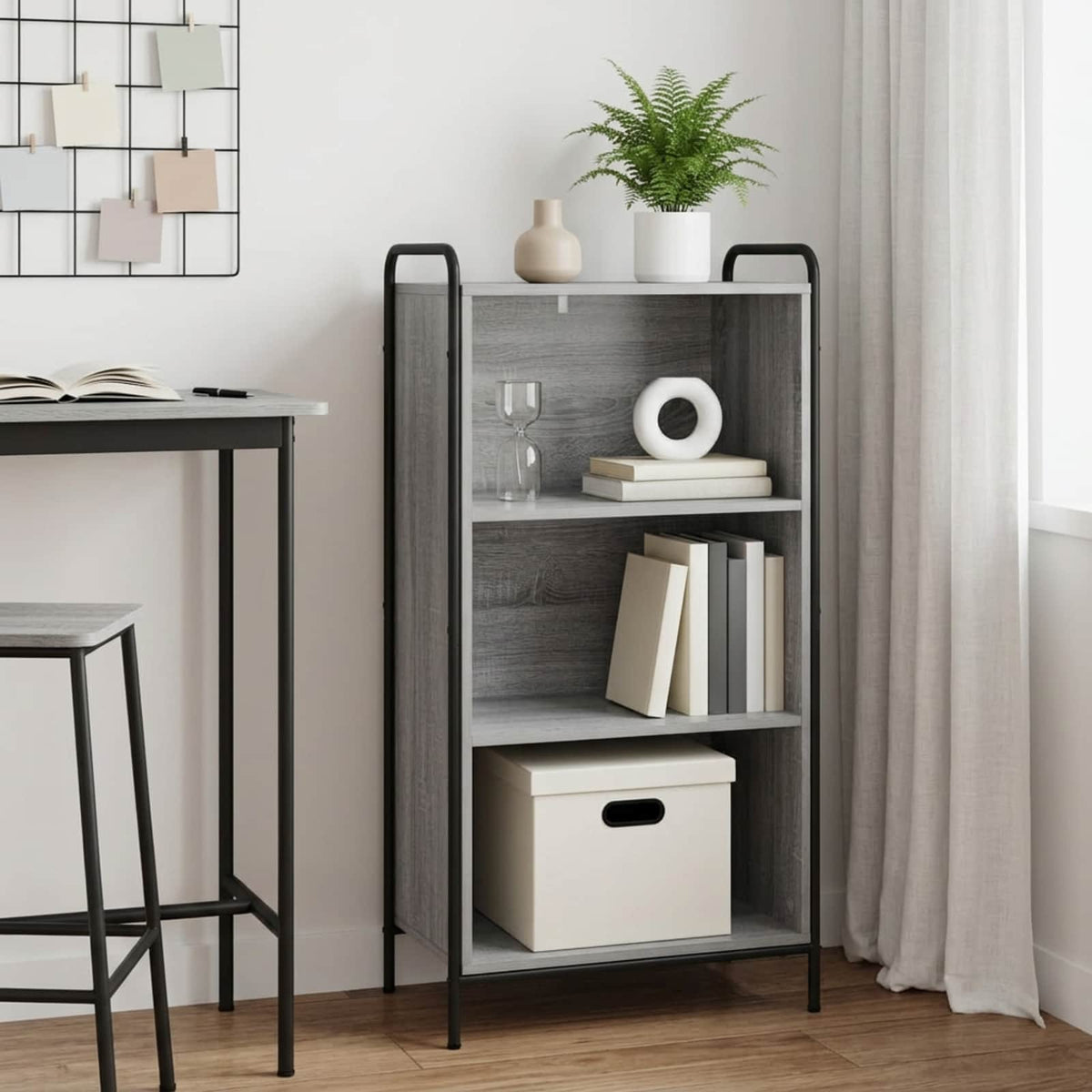 vidaXL Book Cabinet 55.5 x 33 x 111 cm Engineered Wood Grey Sonoma