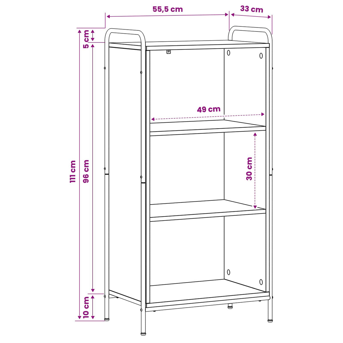 vidaXL Book Cabinet 55.5 x 33 x 111 cm Engineered Wood Grey Sonoma