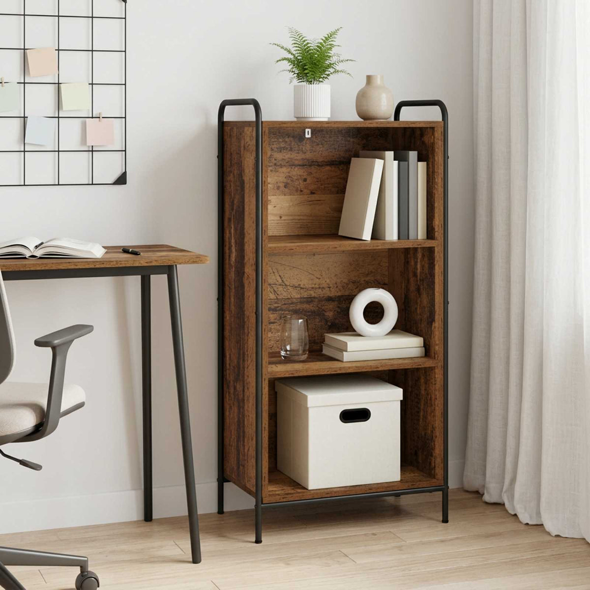 vidaXL Book Cabinet 55.5 x 33 x 111 cm Engineered Wood Old Wood