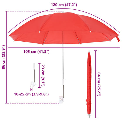 vidaXL Umbrella with Clamp 2 pcs Fire Brick Red Ø 105 x 86 cm