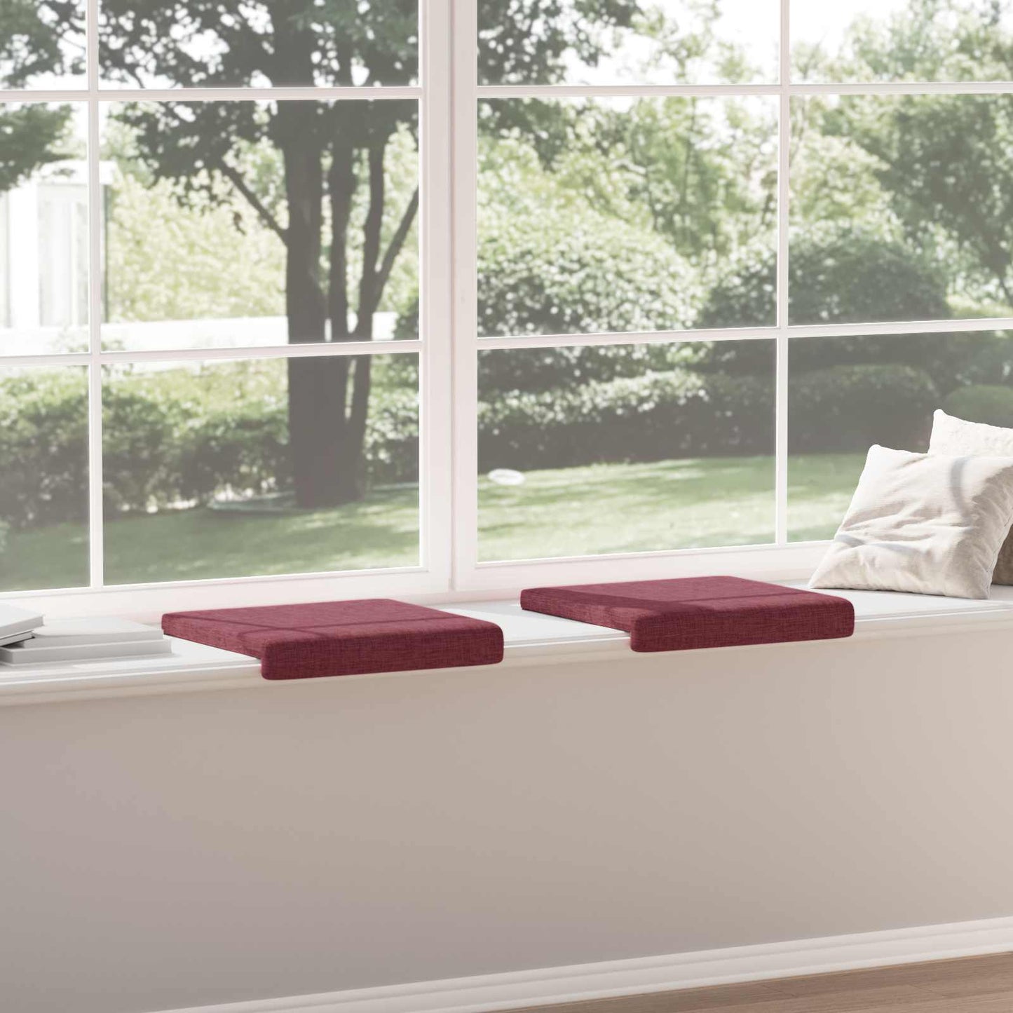 vidaXL Bench Cushion 2 pcs Fabric Wine Red Depth 35 cm