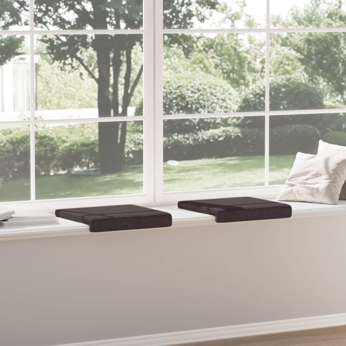 vidaXL Bench Cushion 2 pcs Fabric Dark Brown Depth 35 cm