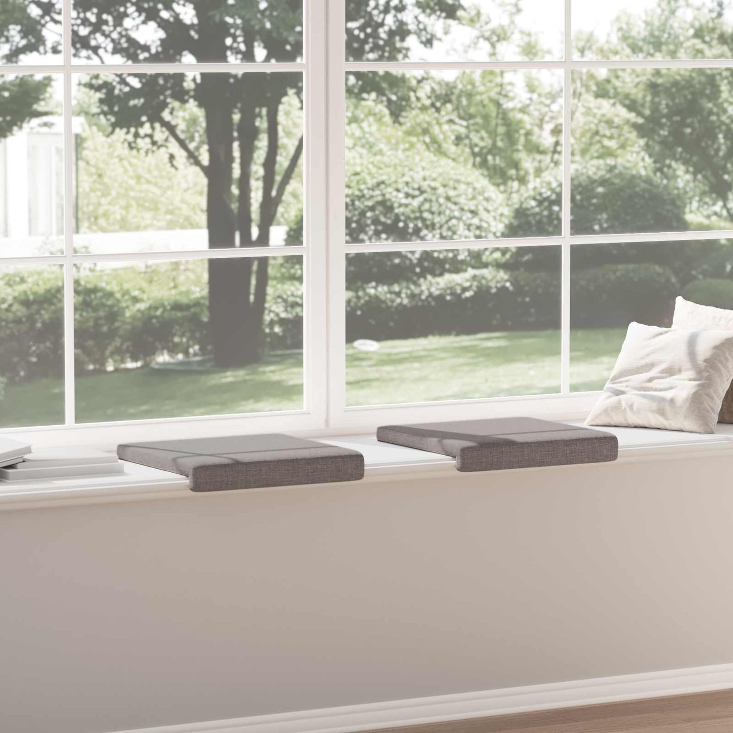 vidaXL Bench Cushion 2 pcs Fabric Taupe Depth 35 cm