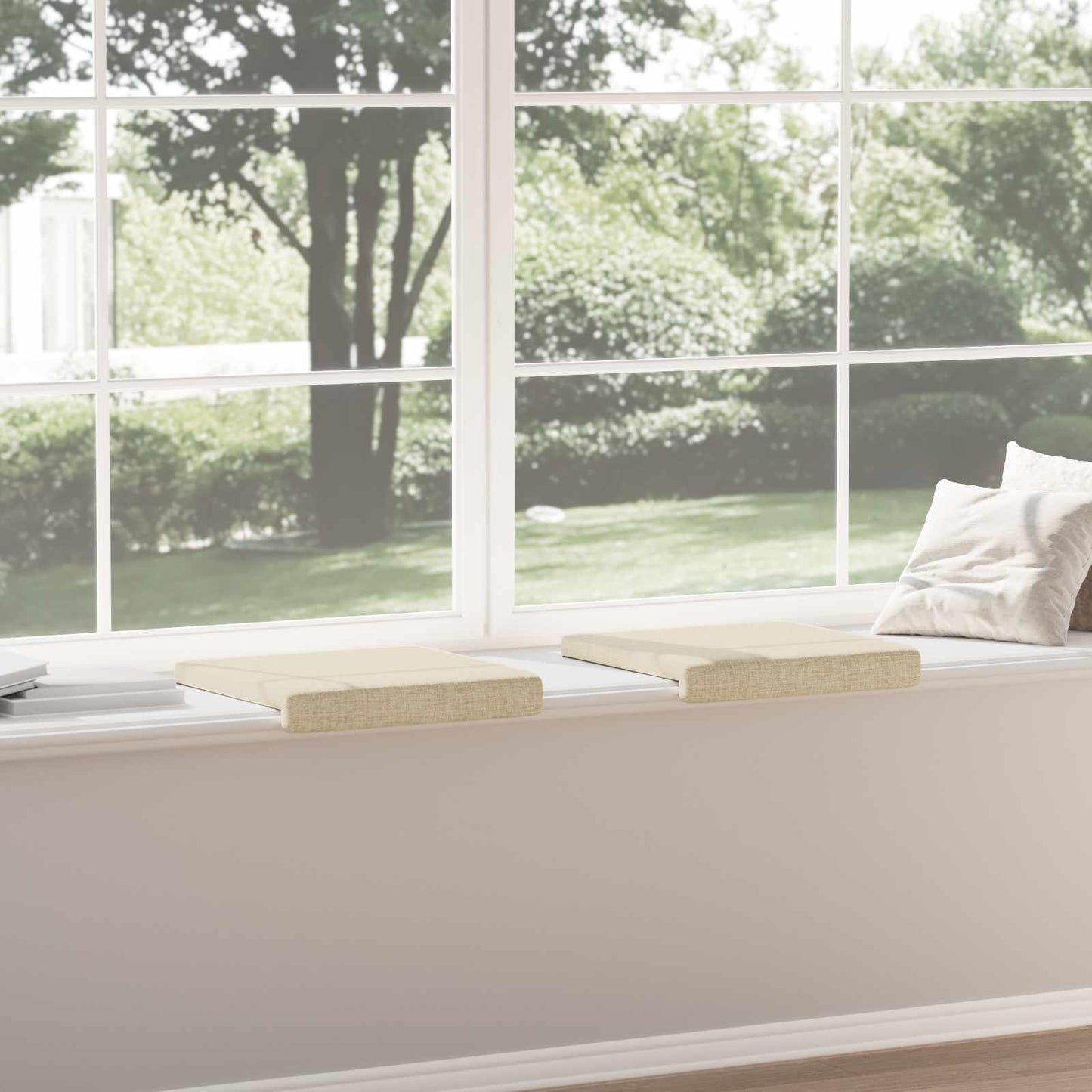vidaXL Bench Cushion 2 pcs Fabric Cream Depth 35 cm