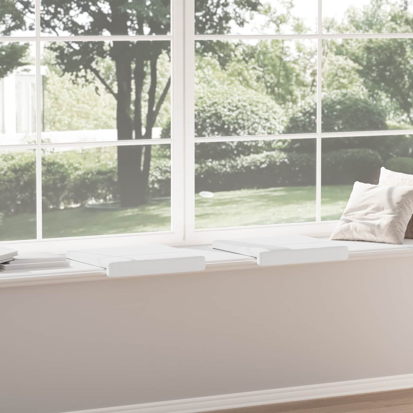 vidaXL Bench Cushion 2 pcs Fabric White Depth 35 cm