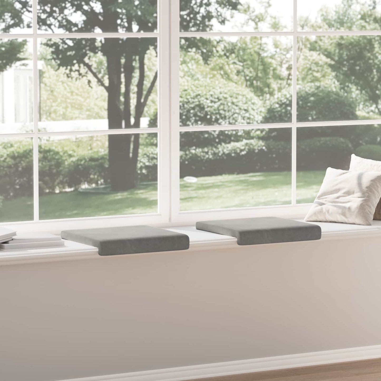 vidaXL Bench Cushion 2 pcs Velvet Light Grey Depth 35 cm