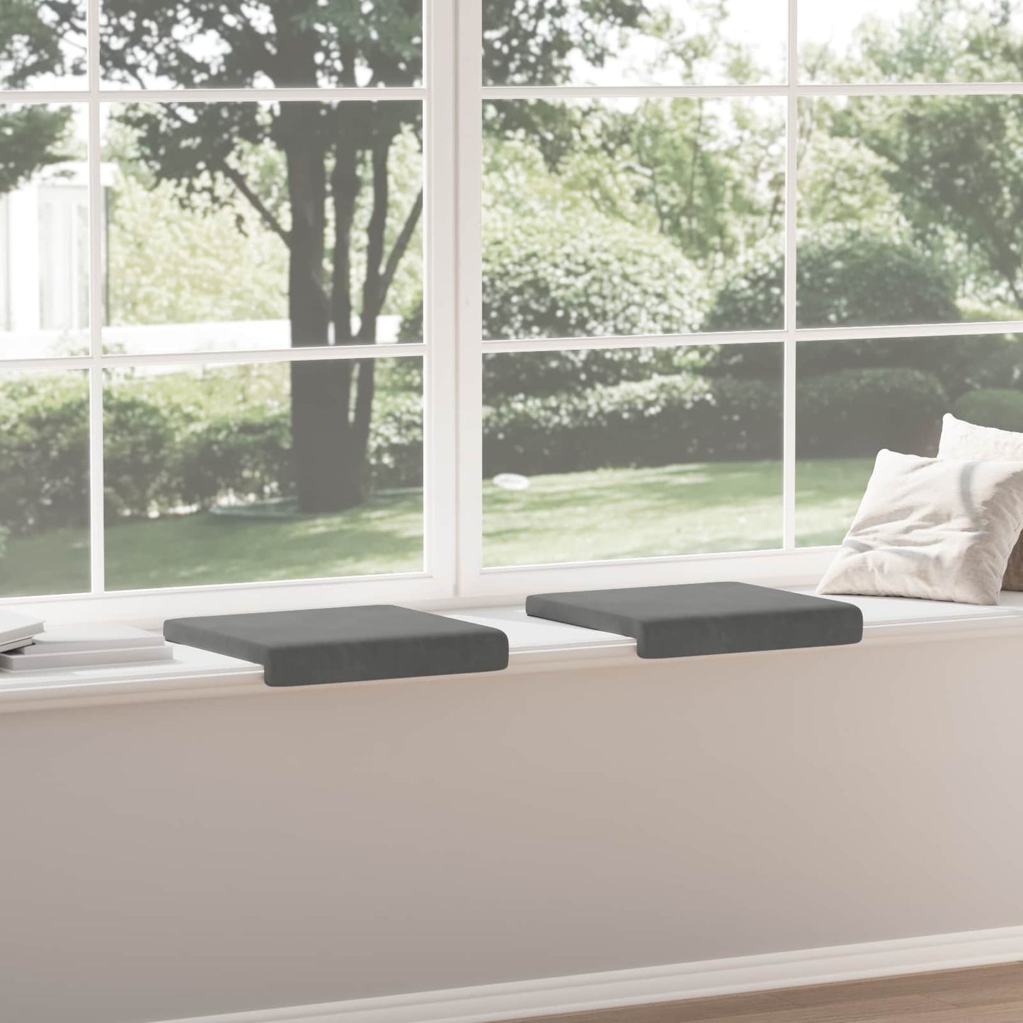 vidaXL Bench Cushion 2 pcs Velvet Dark Grey Depth 35 cm
