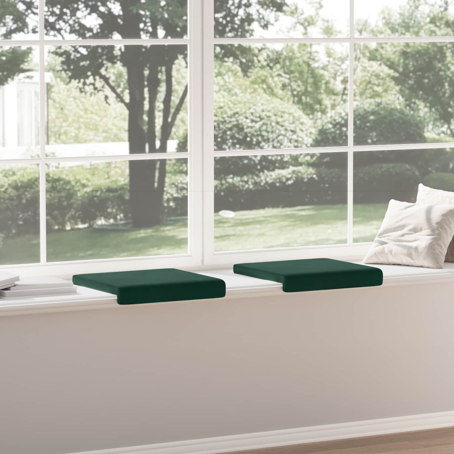 vidaXL Bench Cushion 2 pcs Velvet Dark Green Depth 35 cm