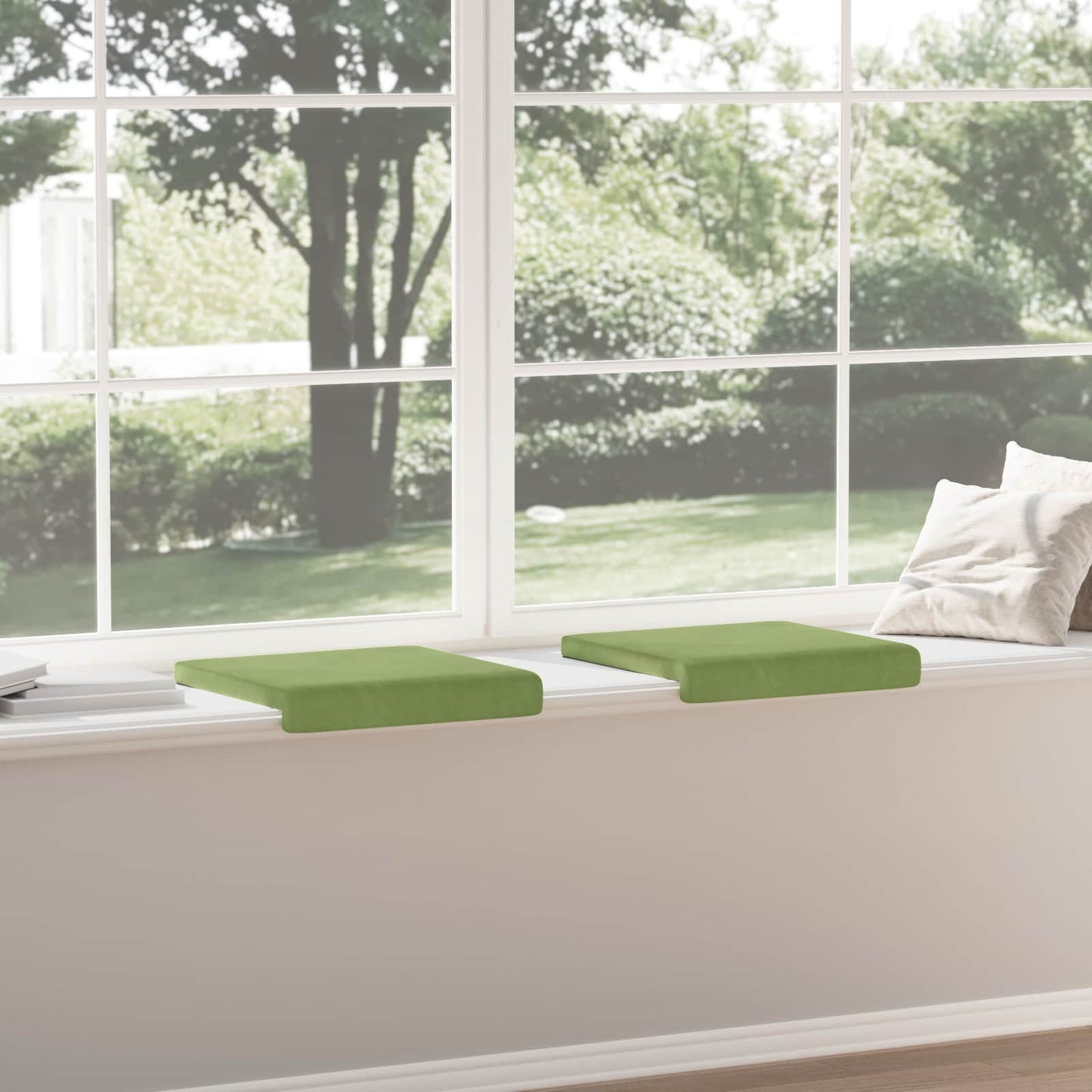 vidaXL Bench Cushion 2 pcs Velvet Light Green Depth 35 cm