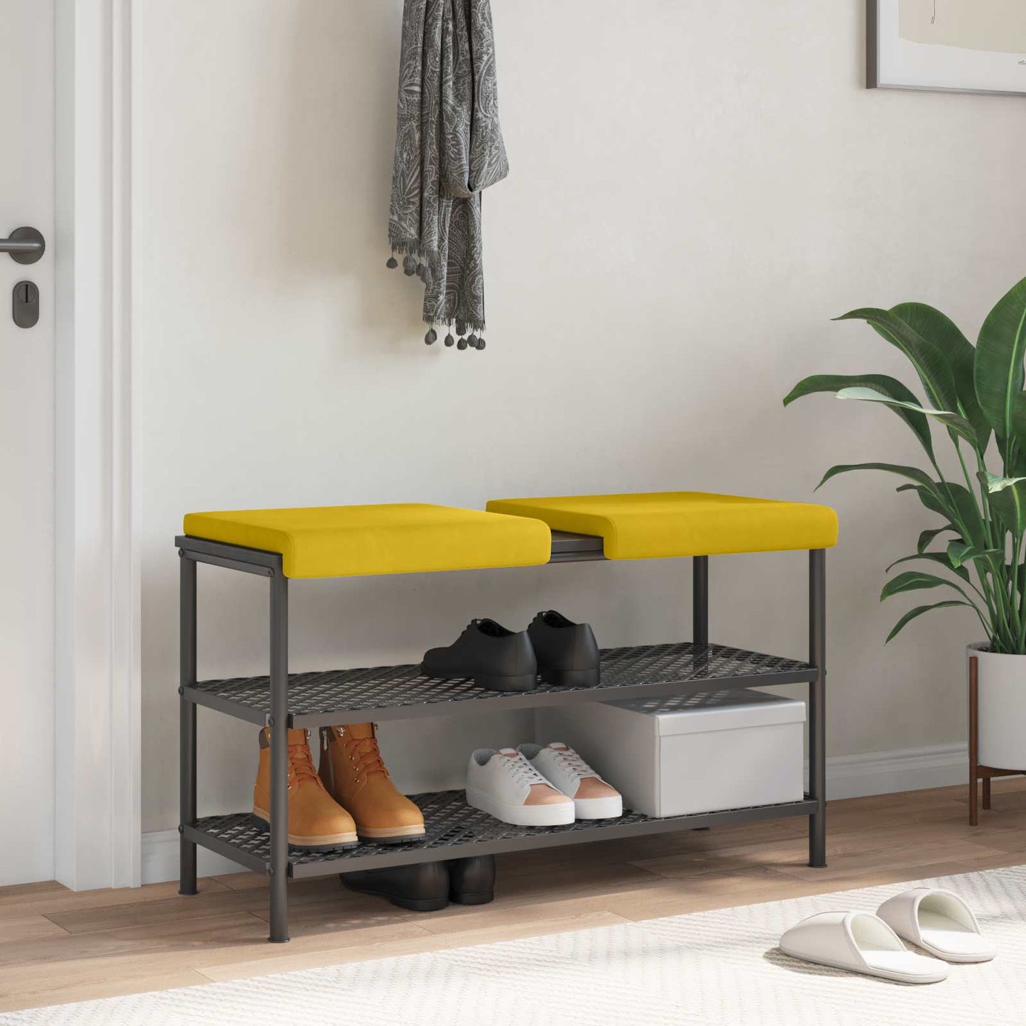 vidaXL Bench Cushion 2 pcs Velvet Yellow Depth 35 cm
