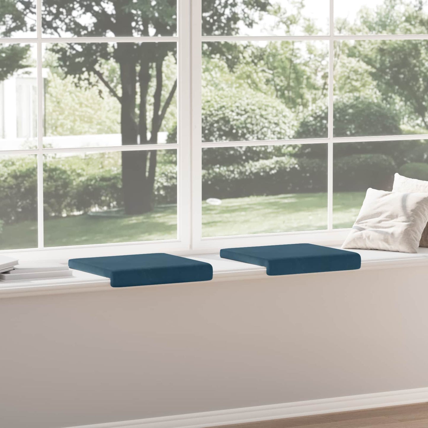 vidaXL Bench Cushion 2 pcs Velvet Blue Depth 35 cm
