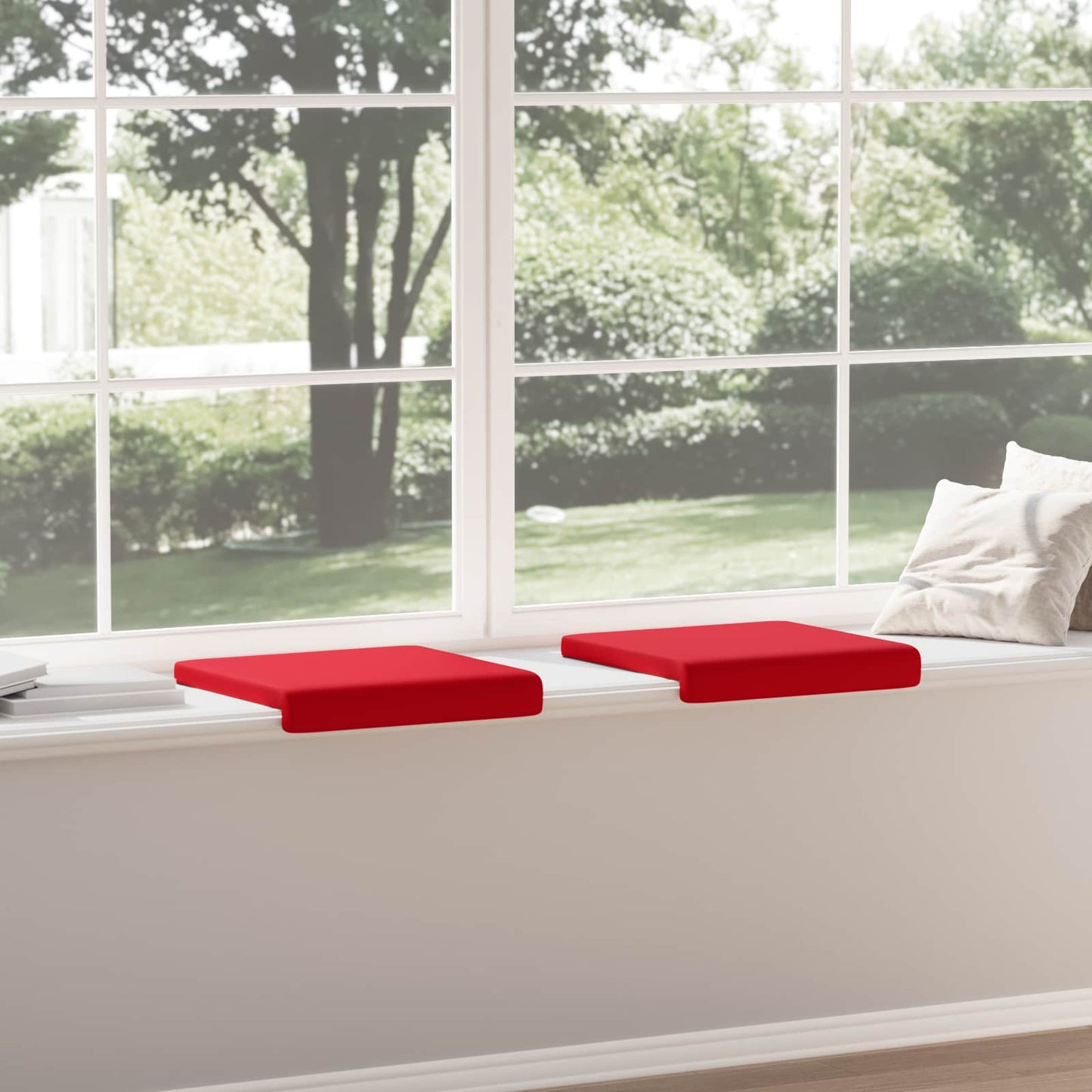 vidaXL Bench Cushion 2 pcs Faux Leather Red Depth 35 cm