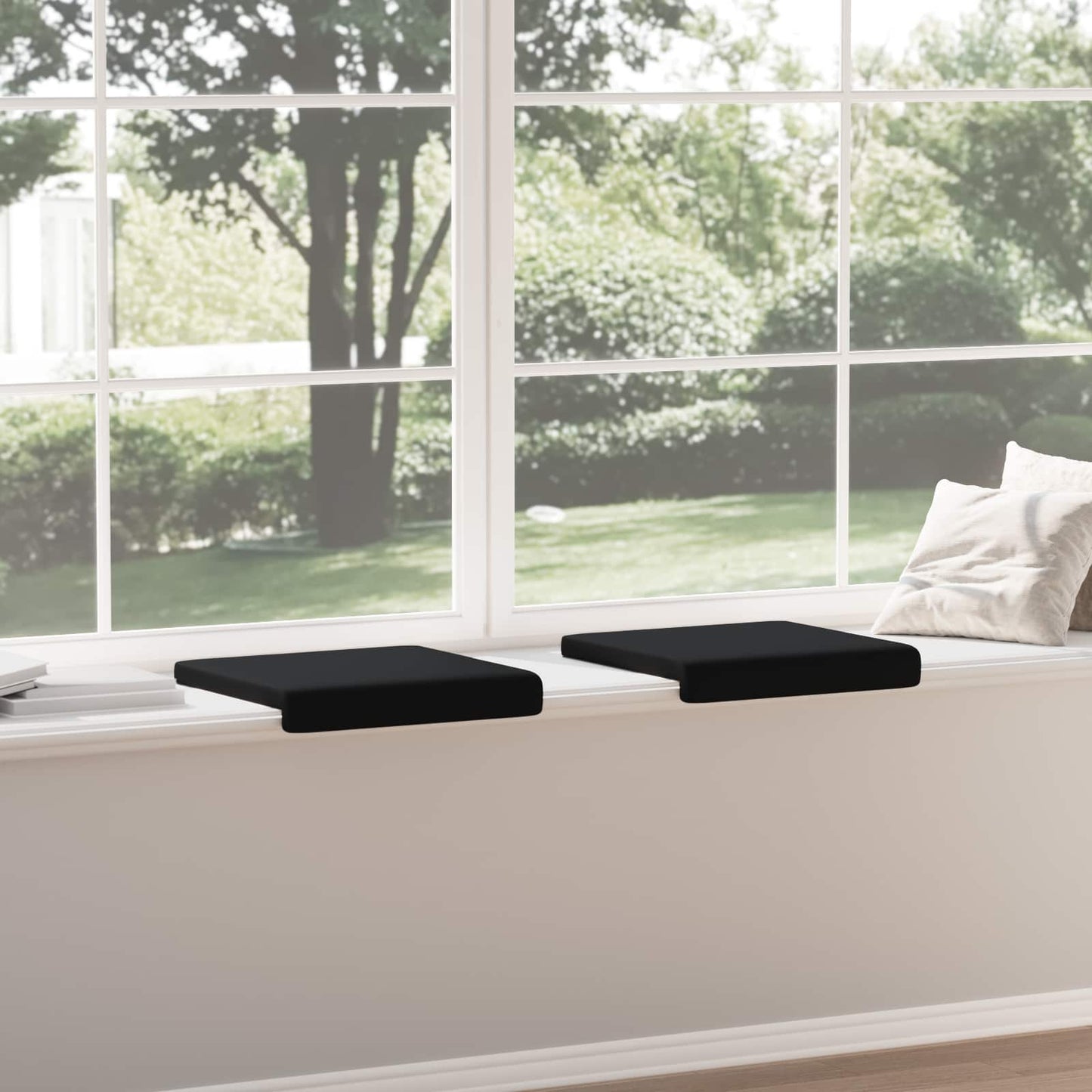 vidaXL Bench Cushion 2 pcs Faux Leather Black Depth 35 cm