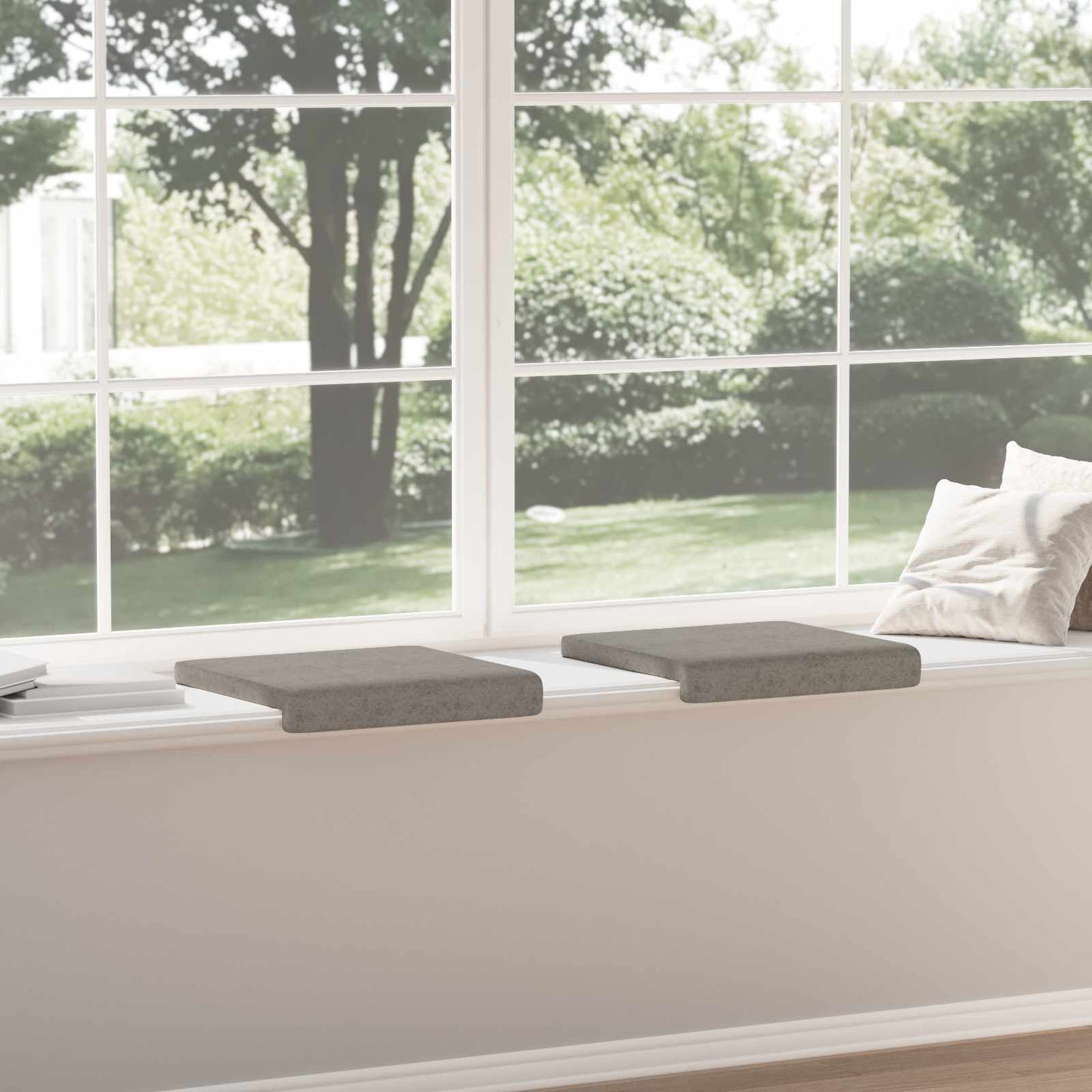 vidaXL Bench Cushion 2 pcs Faux Suede Fabric Light Grey Depth 35 cm