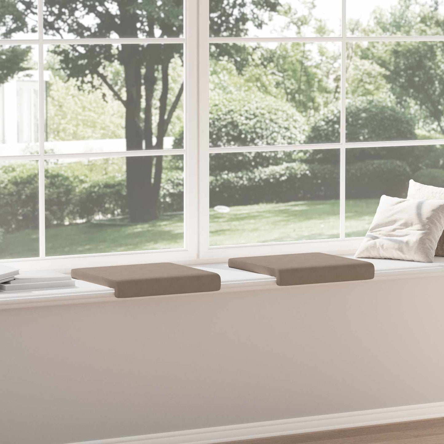 vidaXL Bench Cushion 2 pcs Microfiber Taupe Depth 35 cm